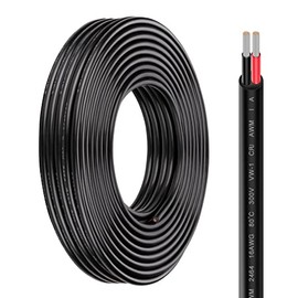 16 Gauge Wire 2 Conductor Electrical Wire 16AWG Electrical Wire Stranded PVC Cord Oxygen-Free Copper Cable 50FT/15M for Low Voltage Landscape Lighting UL Listed (16AWG 50Ft)…