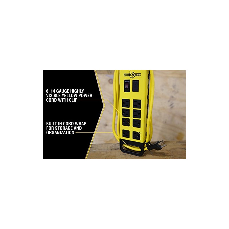 Yellow Jacket - Tira protectora de sobretensión de metal, 8-Outlet