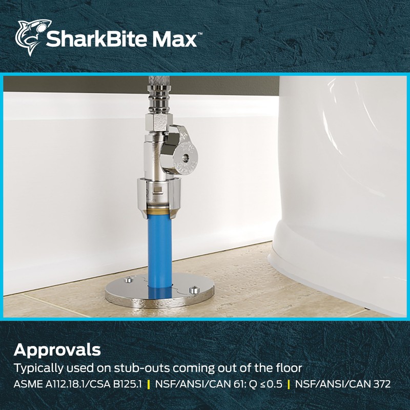 SharkBite Max 1/2 x 3/8 Inch Compression Straight Stop Valve,