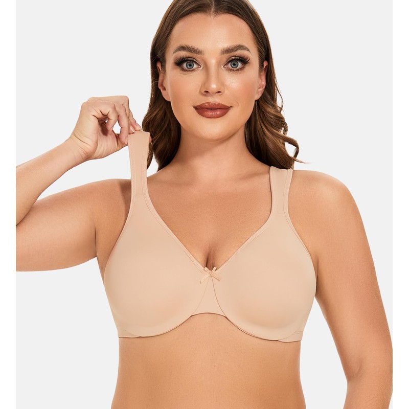 MELENECA Women's Minimiser Bra for Large Breasts with Underwire, Large