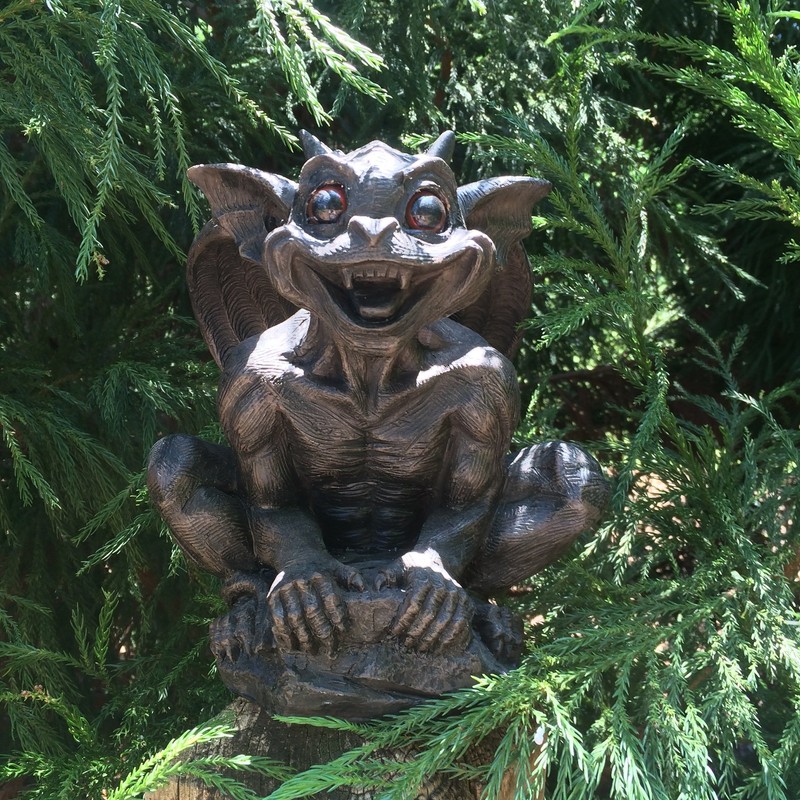 Gargiggles Father Boris Gargoyle Solar Light Up Eyed Garden and