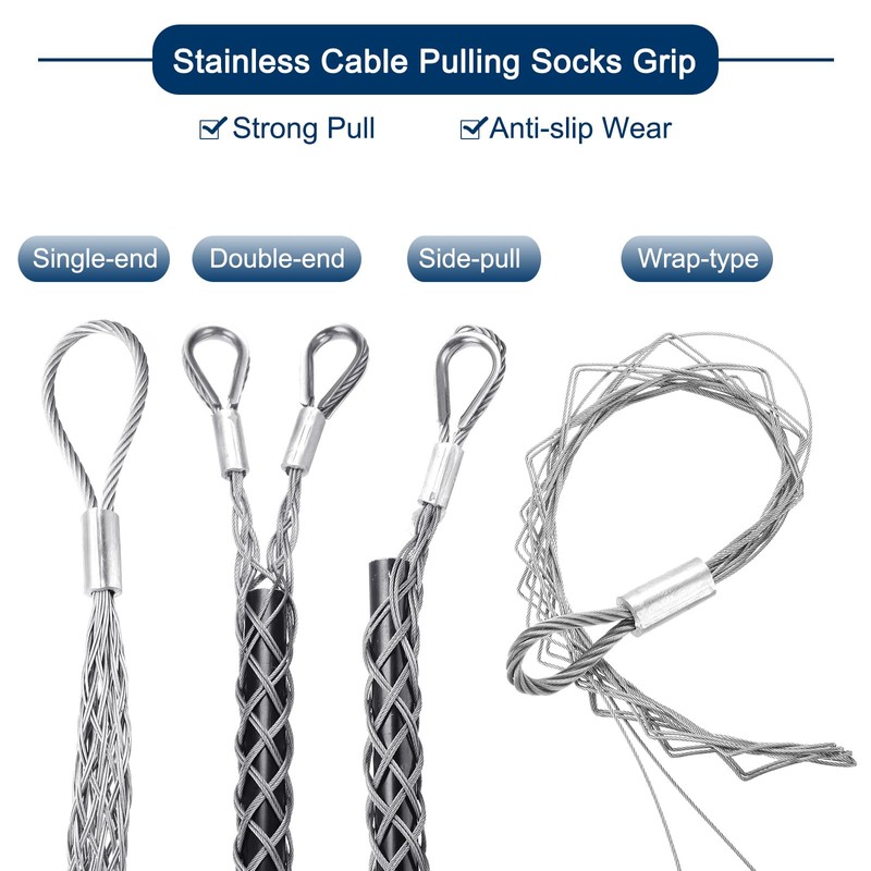 sourcing map 30-40mm OD Cable Pulling Socks Grip 1.2m Fore-Hand