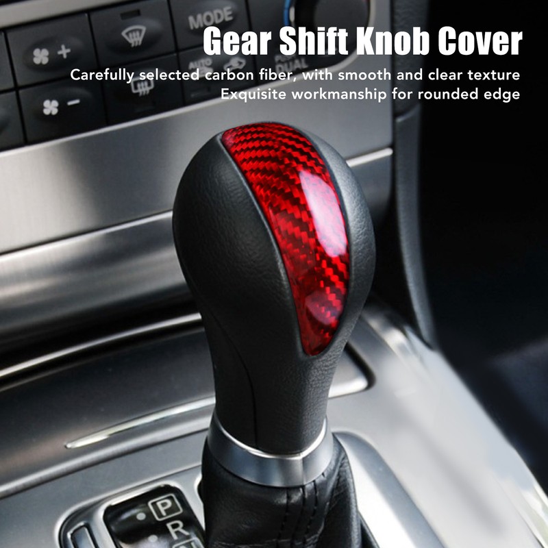 Gear Shift Knob Cover Red Red Carbon Fiber Shifter Lever