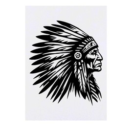 'Native American Indian Chief' Temporary Tattoo - Water Resistant, Skin-Safe, Non-Toxic Transfer (TO00085421)