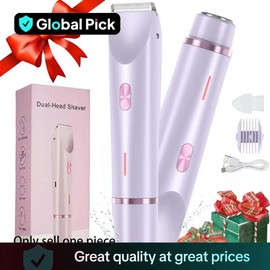 Electric Hair Trimmer for Women, 1 Box Rechargeable 2 in 1 Body & Facial Hair Removal, Multifunctional Hair Trimmer, Waterproof Dual Head Trimmer for Face Underarm Legs:_Pink_one-size