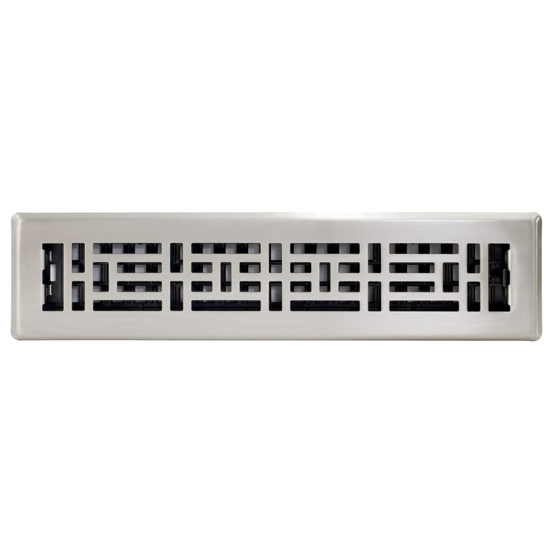 Decor Grates AJH214-NKL Oriental Floor Register, 2x14 Inches, Brushed Nickel