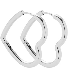 Jewels by Leonardo Creole Earrings Lulu • 1 Pair of Folding Hoop Earrings Made of Silver-Coloured Stainless Steel • Clear Lines in Playful Heart Shape • 024910, Stainless Steel, No Gemstone