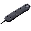 Masterplug Four Socket Power Surge Protected Extension Lead, Black