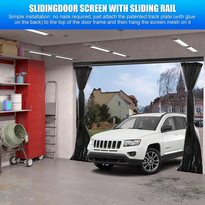 Sliding Garage Door Screen 16x7FT for 2 Car Garage Doors,