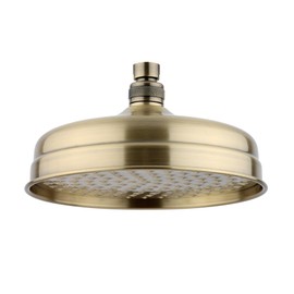 ENKI, R08, 200mm Traditional Fixed Large Shower Head Antique Brass, Solid Brass, Replacement Shower Head, Round Rose, Mixer Rainfall Shower, Modern Design, Easy Clean & Easy to Install