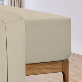 Pizuna Simply Taupe Cotton Percale European Single Fitted Sheets 100x200 cm 1 Pc Only, 100% Long Staple Cotton Plain Weave Fitted Sheet Euro Single with 40 cm Deep Pocket (EU Single Fitted Sheet)