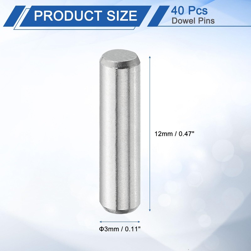 sourcing map 40 Pcs 3 mm x 12 mm Dowel