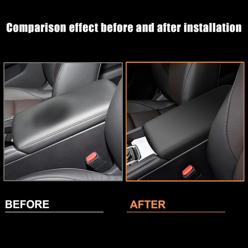 JXAUTOPART Central Storage Box Armrest Cover Cushion PU Leather For