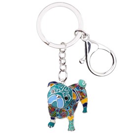 Weveni Pug Dog Enamel Alloy Keychain Jewelry for Women Girls Bag Car Purse - Blue - 37mm x 29mm, blue