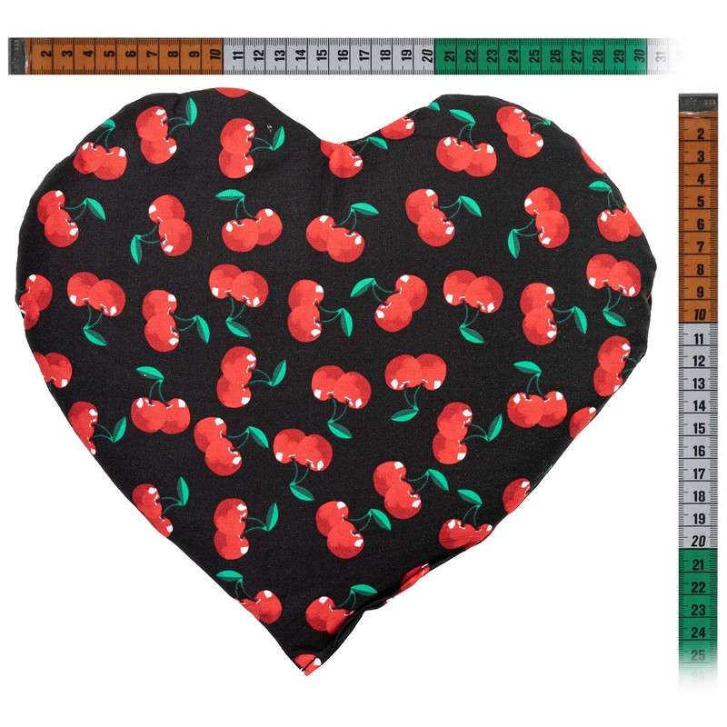 Grain cushion heart approx. 30 x 25 cm cherry black