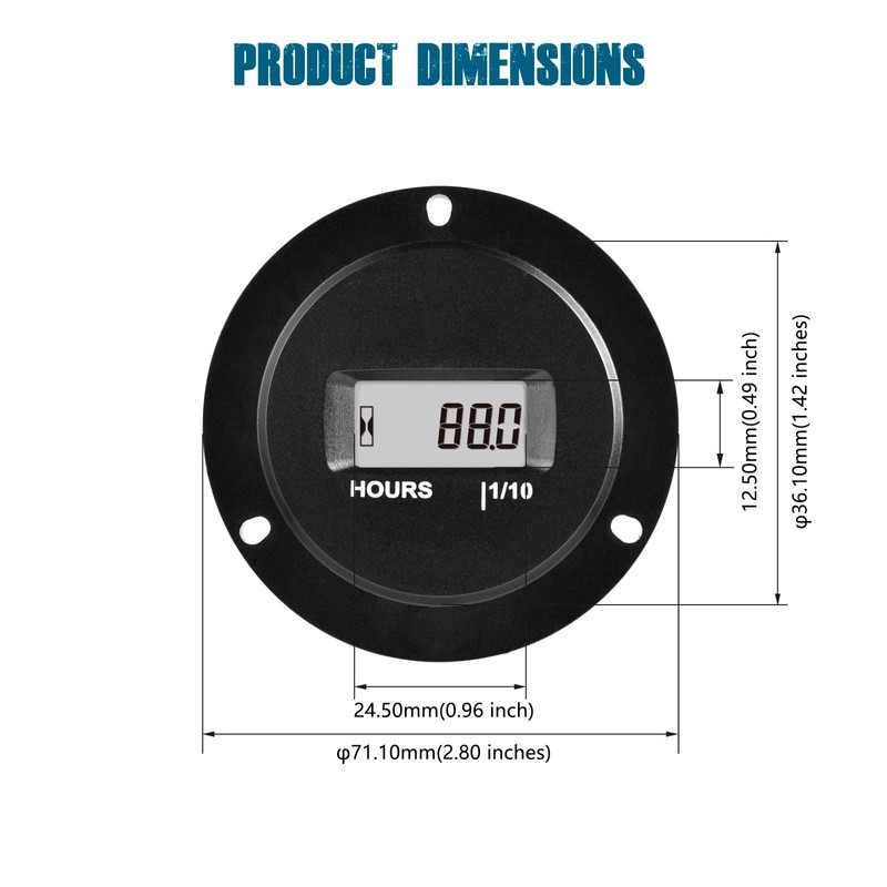 Runleader Digital LCD Operating Hour Counter, AC/DC 5V to 277V,
