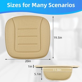 KAYI Car Seat Cushion, Comfort Memory Foam Leather Car Cushions, Anti Slip Rubber Bottom Breathable Seat Cover for 95% of Vehicles, Office Chair, Wheelchair (2 Pack, Beige)