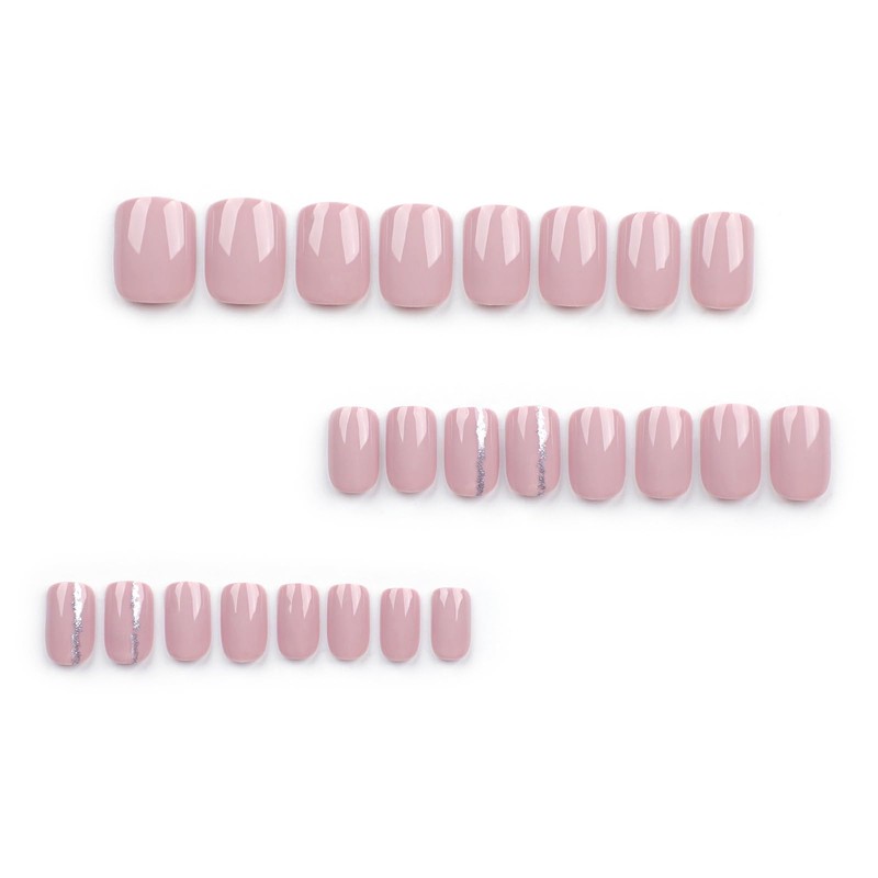 SEMTIM Nail Tips, 24 Pieces, Medium, Short False Nails, Short