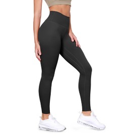 ODODOS ODLIFT Full Length Compression Leggings with Inner Pocket for Women, 28" High Waist Workout Yoga Pants, Onyx Black, Medium