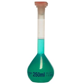 250ml Volumetric Flask with Plug Cap, Polypropylene, Graduated, Marking Spot, Karter Scientific 229X2 (Pack of 6)
