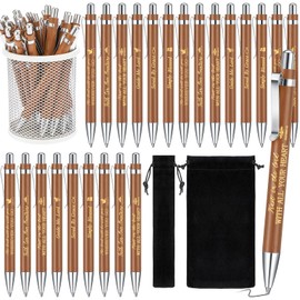 Qilery 48 Pcs Bible Verse Bamboo Pens Christian Pens Bulk Inspirational Scriptures Ballpoint Pen with Velvet Bags Employee Appreciation Gifts for Church Teacher Coworkers Pastor Office Supplies