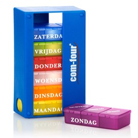 COM-FOUR® 1x Medication Dispenser in Dutch, Medication Box for 7 Days