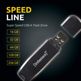 Intenso Speed Line 128 GB Memory Stick USB 3.2 Gen 1x1 Black Pack of 1