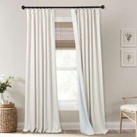 Mrs.Naturall 100 Inch Long Linen Blackout Curtains for Bedroom Living Room 2 Panels Set