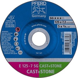 PFERD Roughing Disc E, Pack of 2, 125 x 7.2 x 22.23 mm, Offset, Performance Line SG Cast+Stone, 69298075 - for Cast Iron and Hard Aluminium Alloys