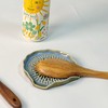 Large Ceramic Double Spoon Rest, Blue Durable Spoon Holder for