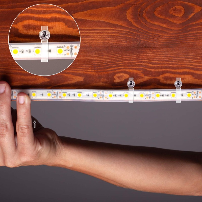 Mudder 200 Pieces LED Strip Light Clips Mounting Bracket Fixing,