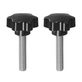QUARKZMAN Pack of 2 Knurled Screws with Star Handle M12 x 60 mm x 46 mm Star Grip Screw Plastic Knob Stainless Steel 304 Threaded Bolts Clamping Screw Star Grip Nut Clamping Knob for Machine