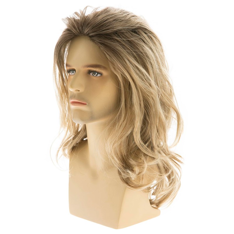 Baruisi Long Blonde Wigs for Men Synthetic Layered Wavy Cosplay