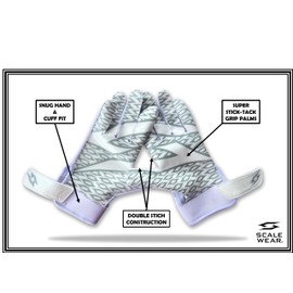 Stealth Football Receiver Gloves White - Battle College Lineman Football Receiver Gloves Be a Villain Not a Joker Adult Men Youth Boys Small to XXL Sizes