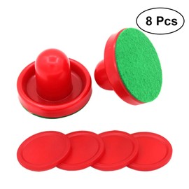 TOYANDONA Air Hockey Pushers and Pucks Set, Light Weight Portable Air Hockey Replacement Pucks and Slider Pusher (2*Push handle+2*flannel+4*ice hockey, in total 8 Pucks)
