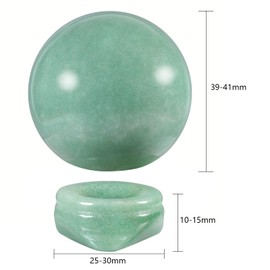 KYEYGWO 4 cm Natural Green Aventurine Crystal Ball Figure with Gemstone Stand, Polished Round Decorative Stone Ball Sculpture Fengshui Ornament for Home Decor Reiki Healing and Meditation
