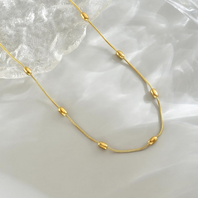 NONAMOIS - Collar de cadena de oro para mujer, delicado