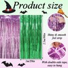 2 Pcs Wicked Party Decorations, Pink and Green Tinsel Curtains,