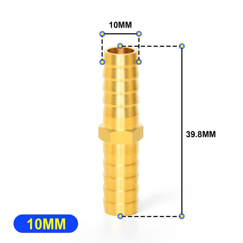 TAILONZ PNEUMATIC Union 10mm Barbed x 10mm Barbed Splicer Brass