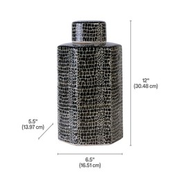 Mikasa Blue Crackle Ceramic Canister, Store Small Household Items or Display Faux Florals, Black and White