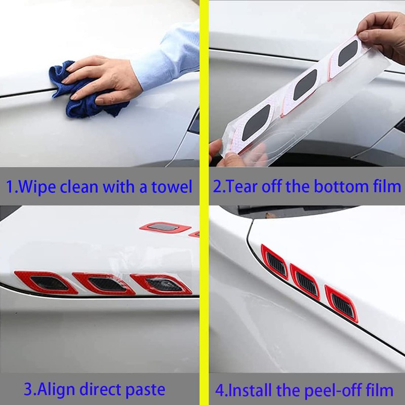 6 PCS 3D Strong Reflective Stripe Sticker,Car Fender Hood Bumper