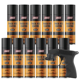 LAUCO Truck Bed Coating Black 15oz Aerosol Spray Can with Aerosol Spray Gun - Pack of 12 - Textured, Suitable For All Truck Beds