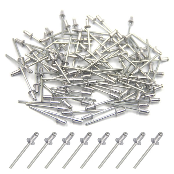 BESTYCHAO 100pcs Aluminium Blind Rivet 3.2mm x 6mm, Open End