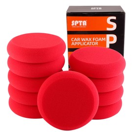 SPTA - almohadillas para orejas aplicadoras de espuma, 4 pulgadas, forma redonda, para pulir las manos, pulir las manos, kit de almohadillas para orejas de esponja rojas, almohadillas para orejas de