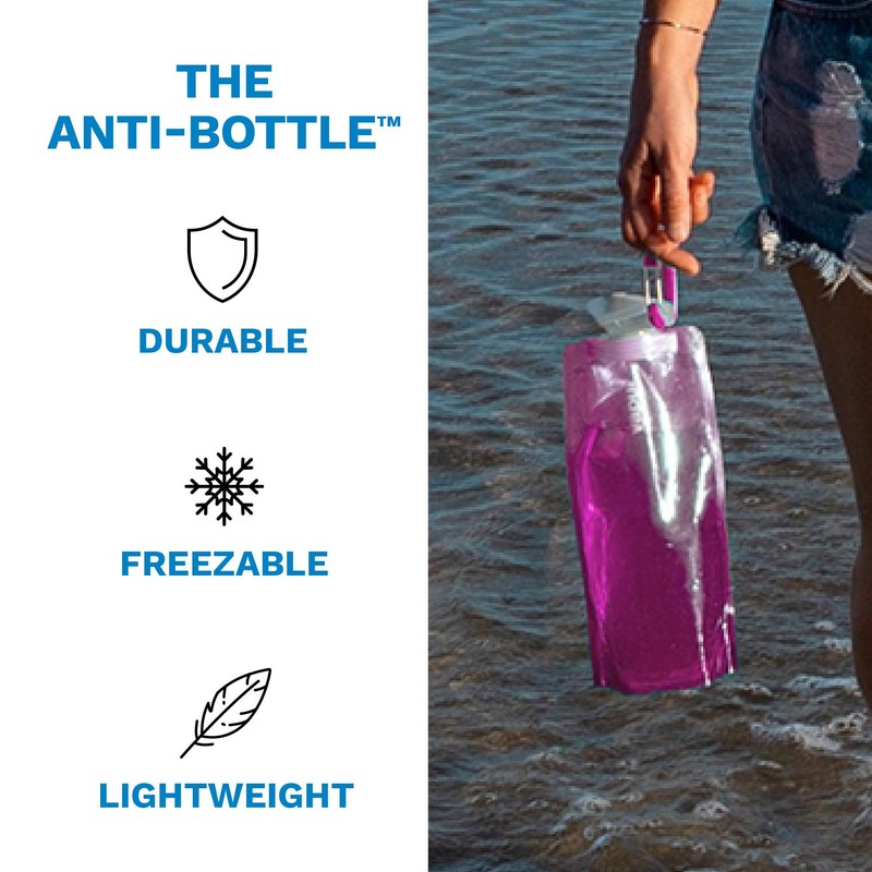 Vapur Solid Foldable Wide Mouth Water Bottle - 0.7L, Magenta