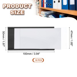 MECCANIXITY Magnetic Label Holders 3.94"x1.97" C Channel Rubber Magnetic with Clear Protectors & Paper for Metal Shelves Organize, Office File Cabinets Pack of 10