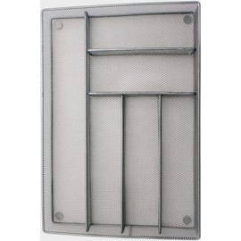 Maypes Kitchen Utensil Silverware Tray - Drawer Organizer for Flateware - Drawer Mesh Organizer (Silver)