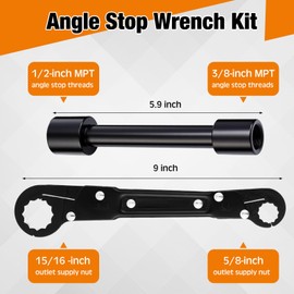 Lanties 4 Pcs Angle Stop Wrench Kit Plumbing Tool, Olive Ring Removal Tool with Diameter of 1/2", 3/4", Compression Sleeve Puller for 1/2" Compression Fitting, Install Angle Stop Nut(Olive,Black)