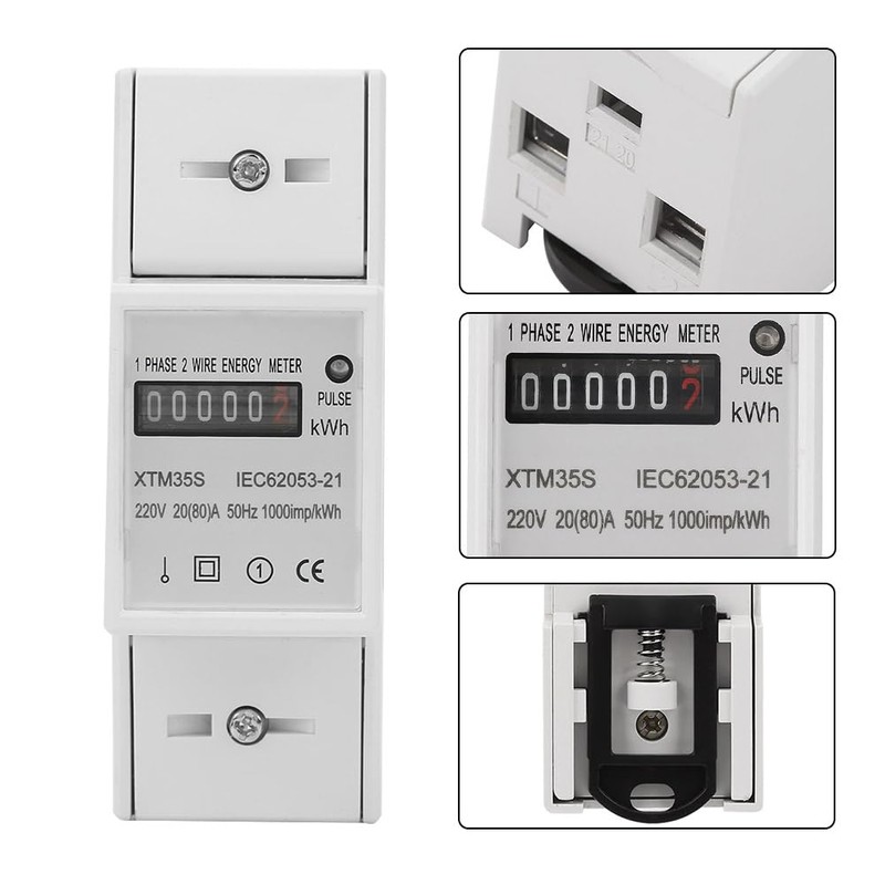 220V Digital 1 Phase 2 Wire Conta Chilowatt Conta Kw