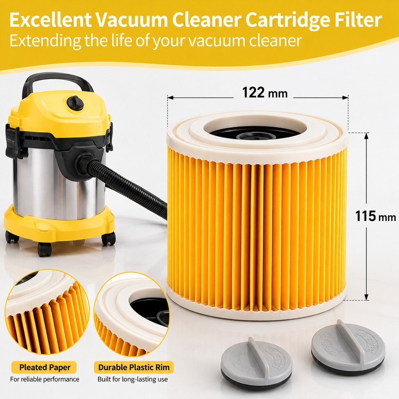 2 Pcs Replacement Cartridge Filter for Wet/Dry Vacuum – Pleated